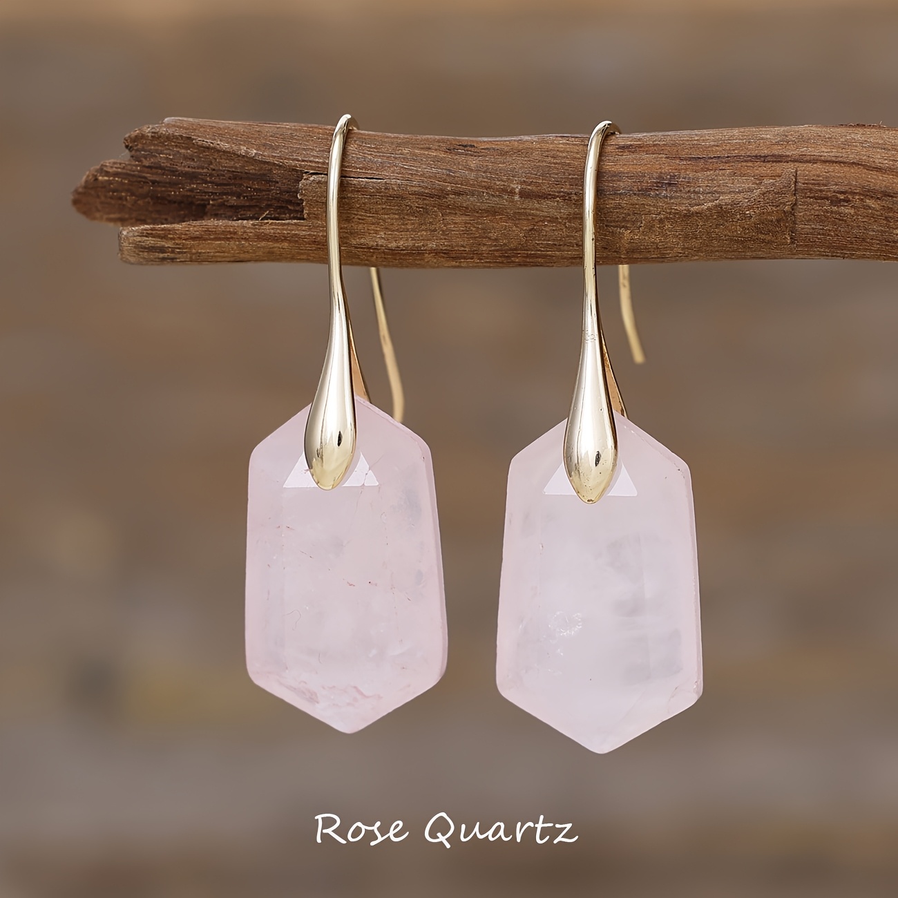 Fashionable Natural Stone Earrings with Golden Hooks